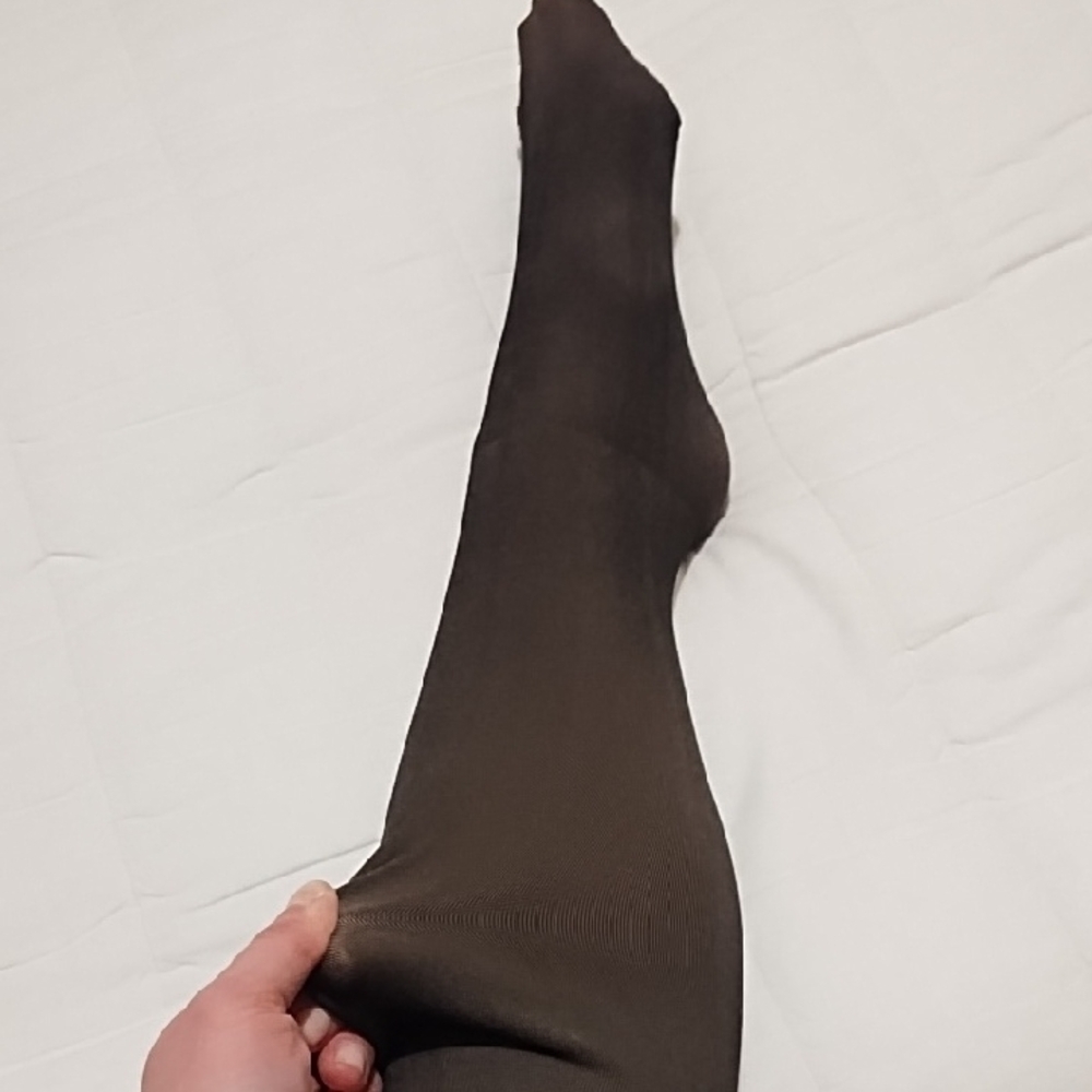 Women's Black Sheer Fleece-Lined Winter Tights - Picture 8 of 8